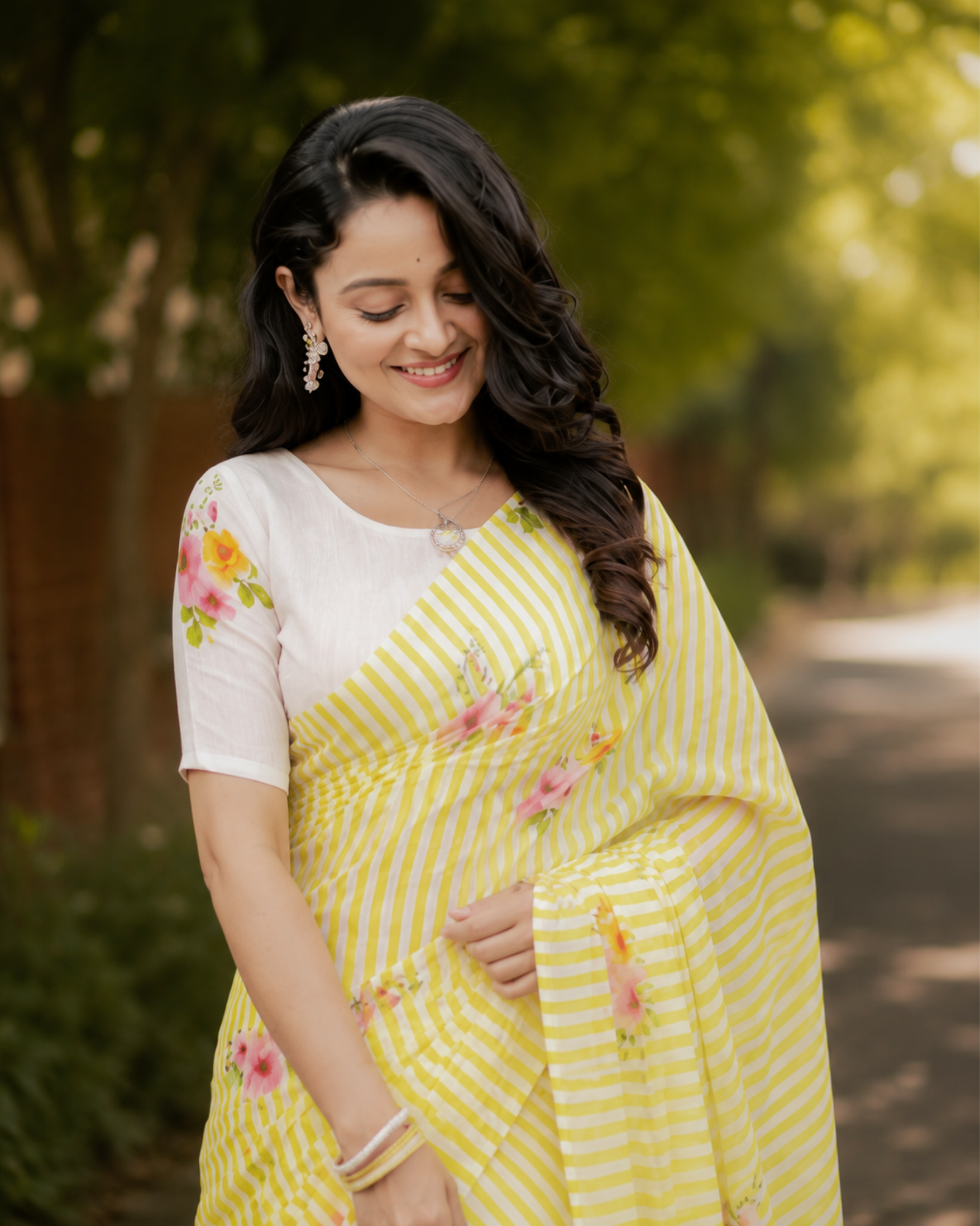 Lemon Blossom Chanderi Saree
