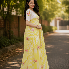 Lemon Blossom Chanderi Saree