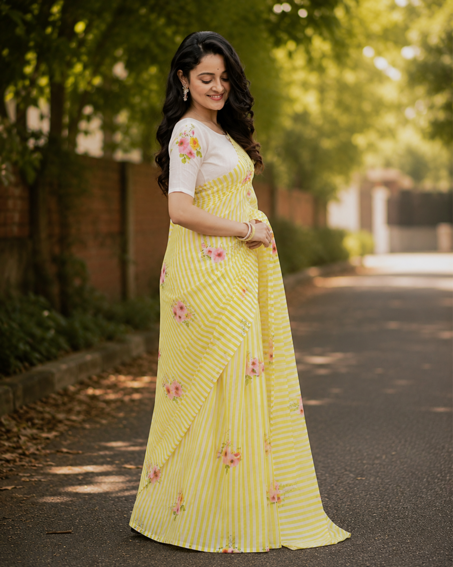 Lemon Blossom Chanderi Saree