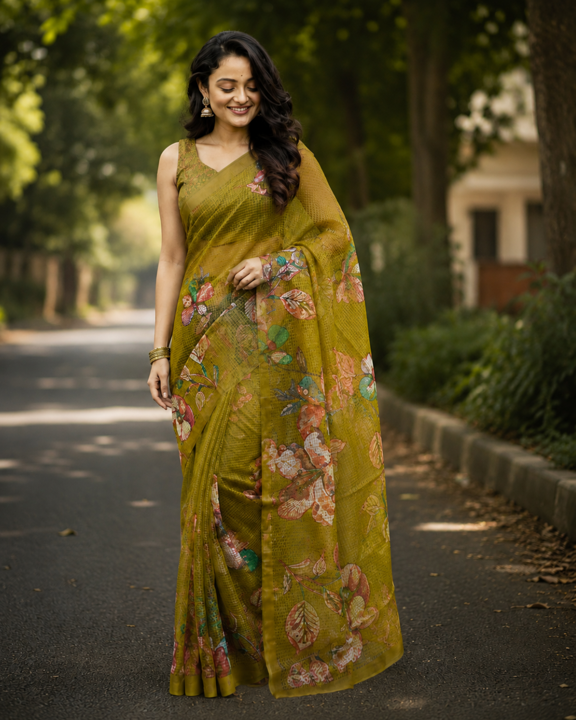 Olive Garden Chanderi Saree