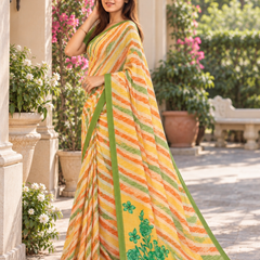 Sunshine Tricolor Leheriya Rose Saree