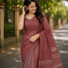 Royal Wine Chanderi Saree