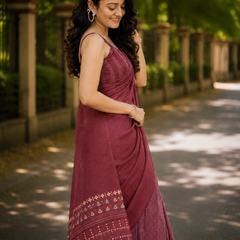 Royal Wine Chanderi Saree