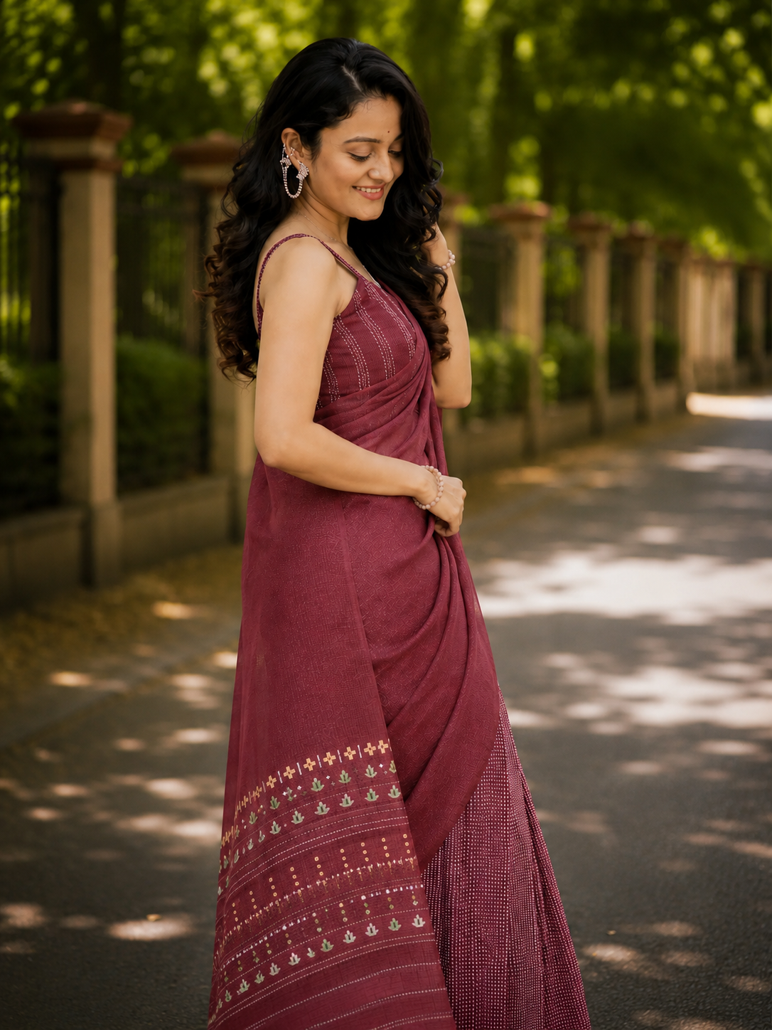 Royal Wine Chanderi Saree