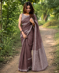 Mocha Elegance Chanderi Saree