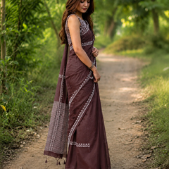 Mocha Elegance Chanderi Saree