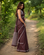 Mocha Elegance Chanderi Saree