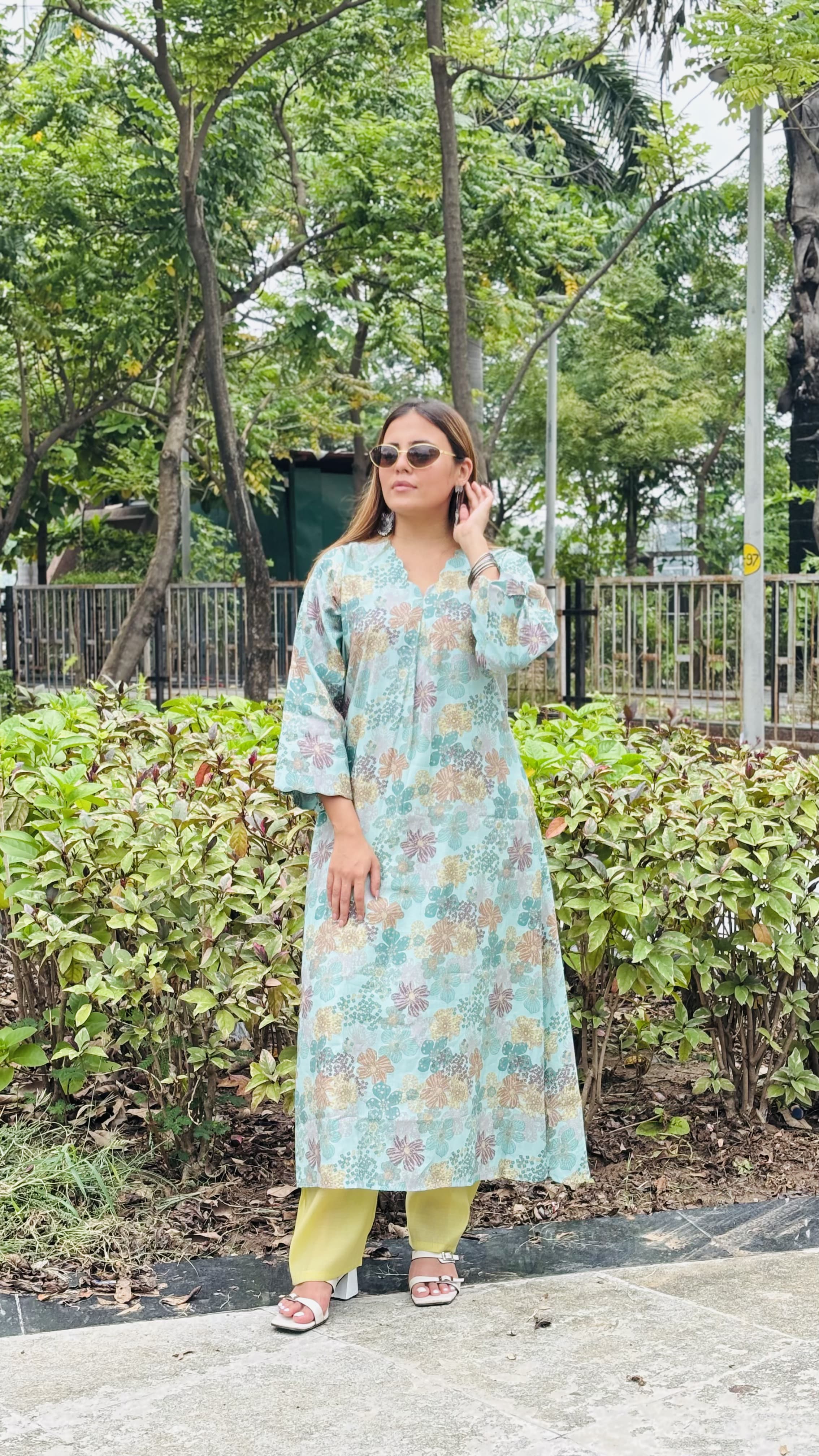 Mint Blossom Kurta Set