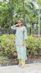 Mint Blossom Kurta Set
