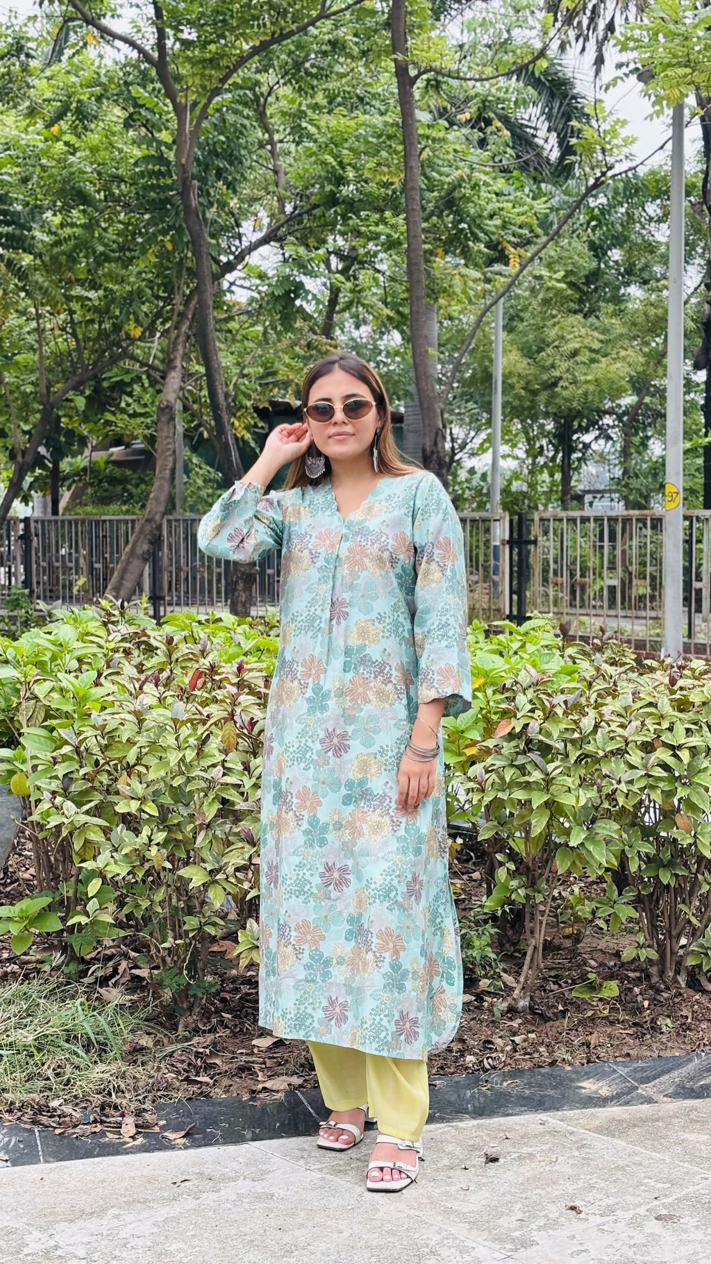 Mint Blossom Kurta Set