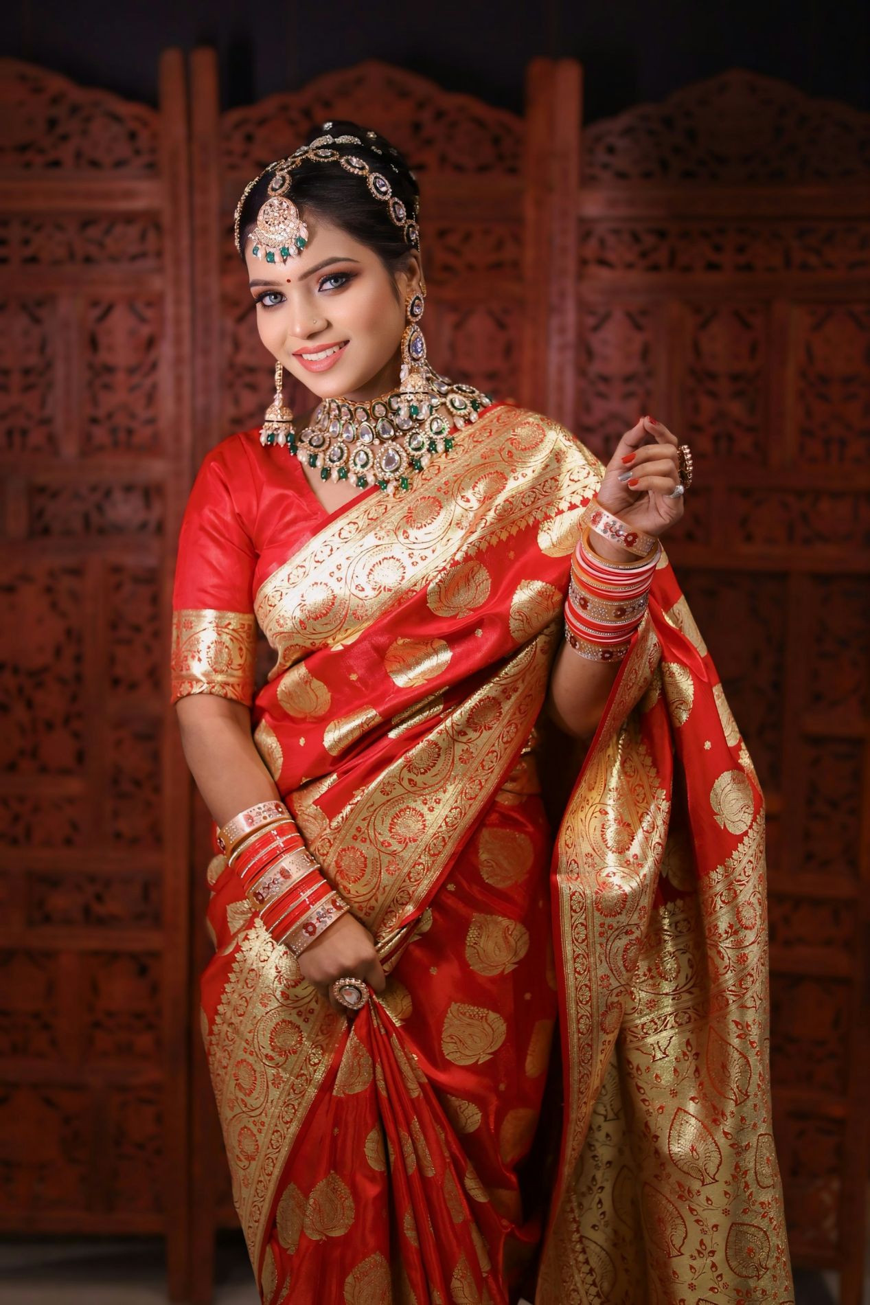 Maroon Silk Woven Banarasi Saree