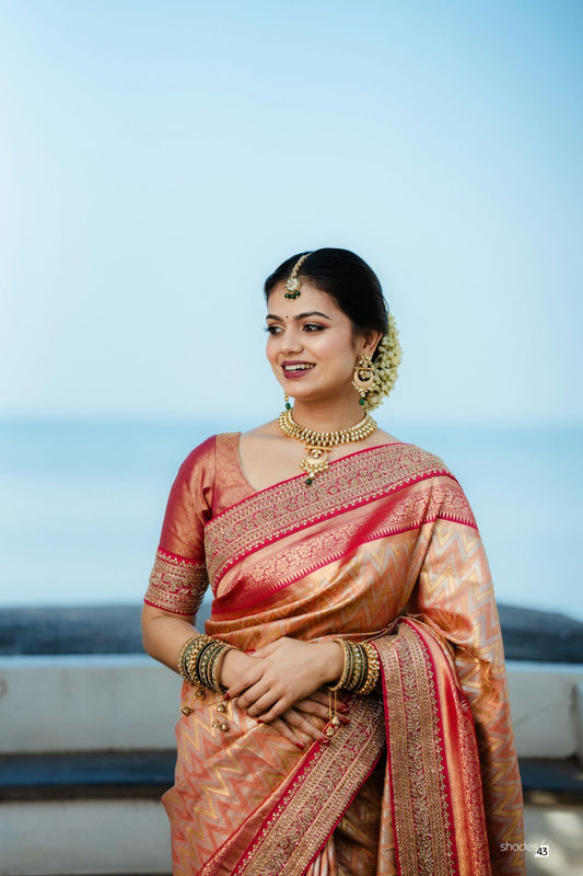 Maroon Silk Woven Banarasi Saree